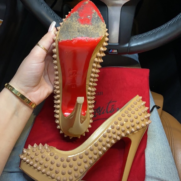 CHRISTIAN LOUBOUTIN NUDE SPIKED HEELS - Picture 3 of 4